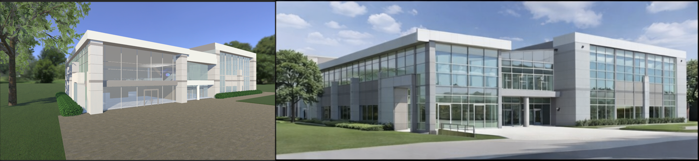 Virtual environment (left) compared with real-world architectural reference (right)