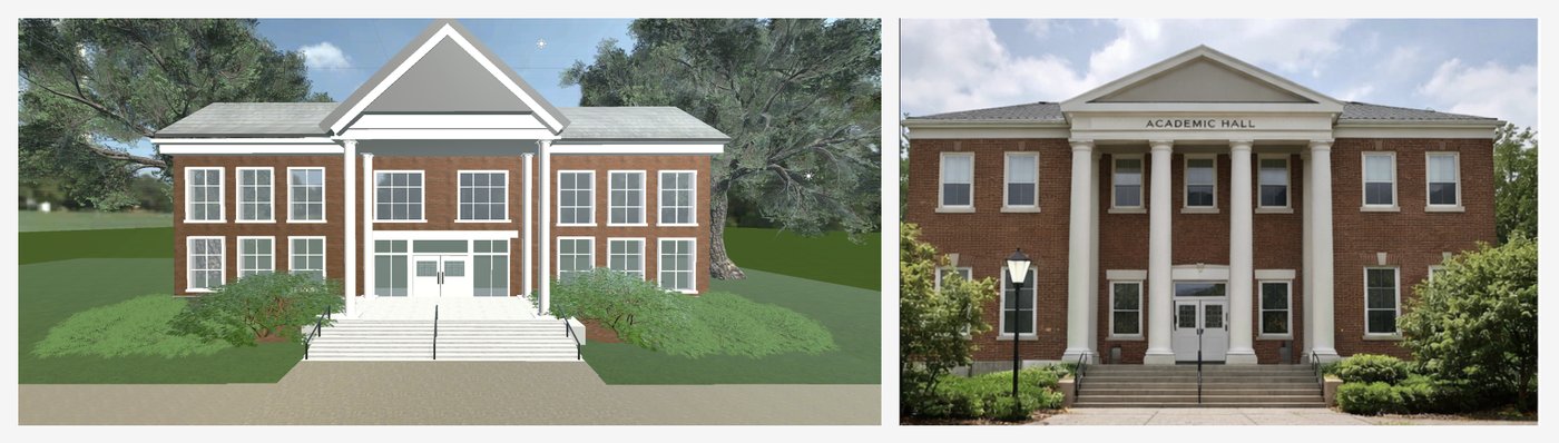 Real vs Virtual campus building comparison